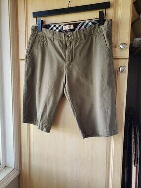 Burberry Olive Cotton Chino Shorts